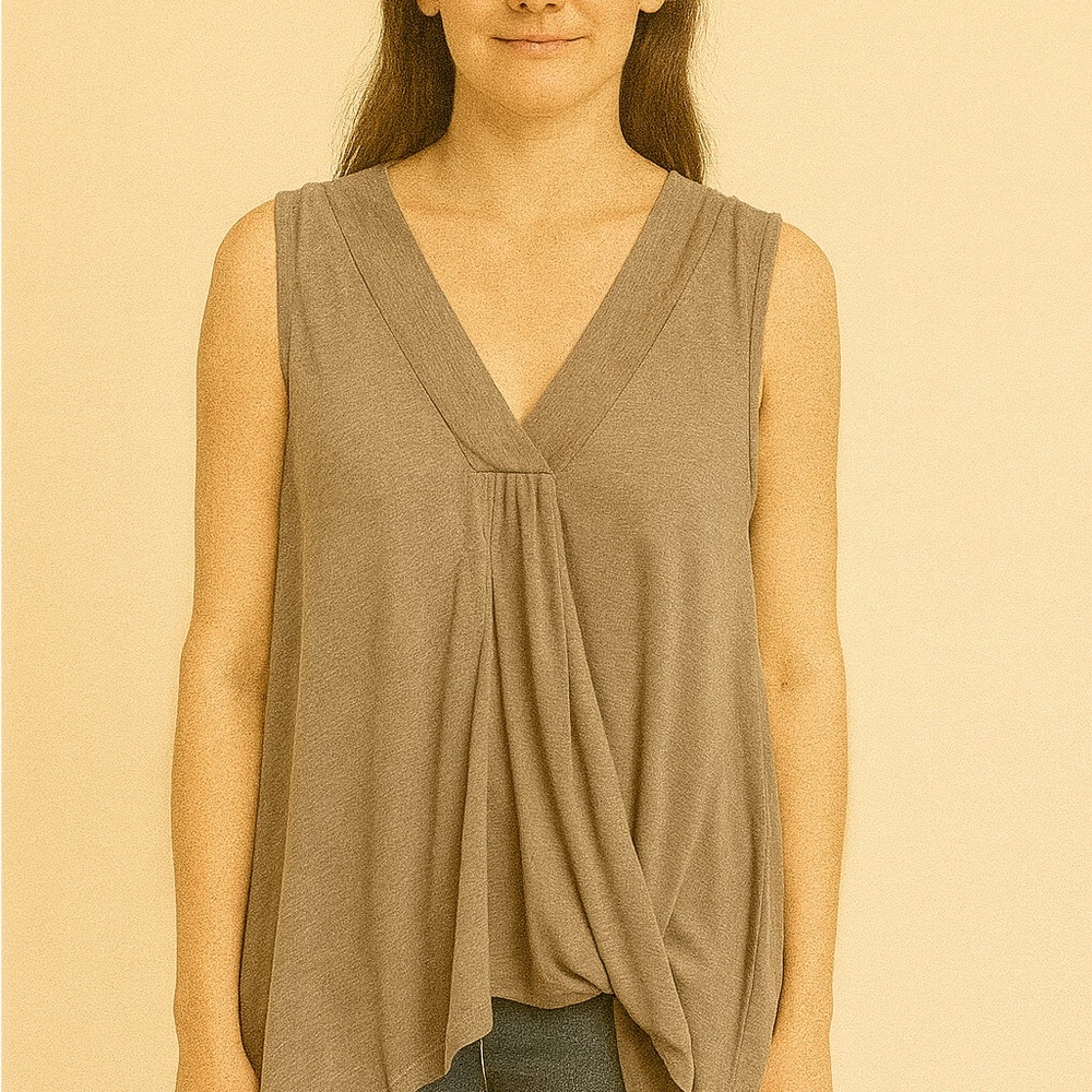 Simple Tan Sleeveless Tank Top